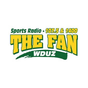 WDUZ The Fan 107.5 FM and 1400 AM logo