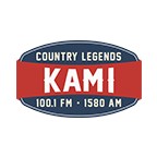 KAMI Country Legends 100.1 FM and 1580 AM logo
